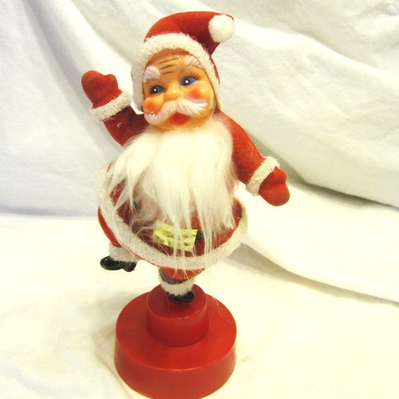 RARE VTG TWIRLING SANTA, SANTA ON A SPINNING BASE - Picture 1 of 9